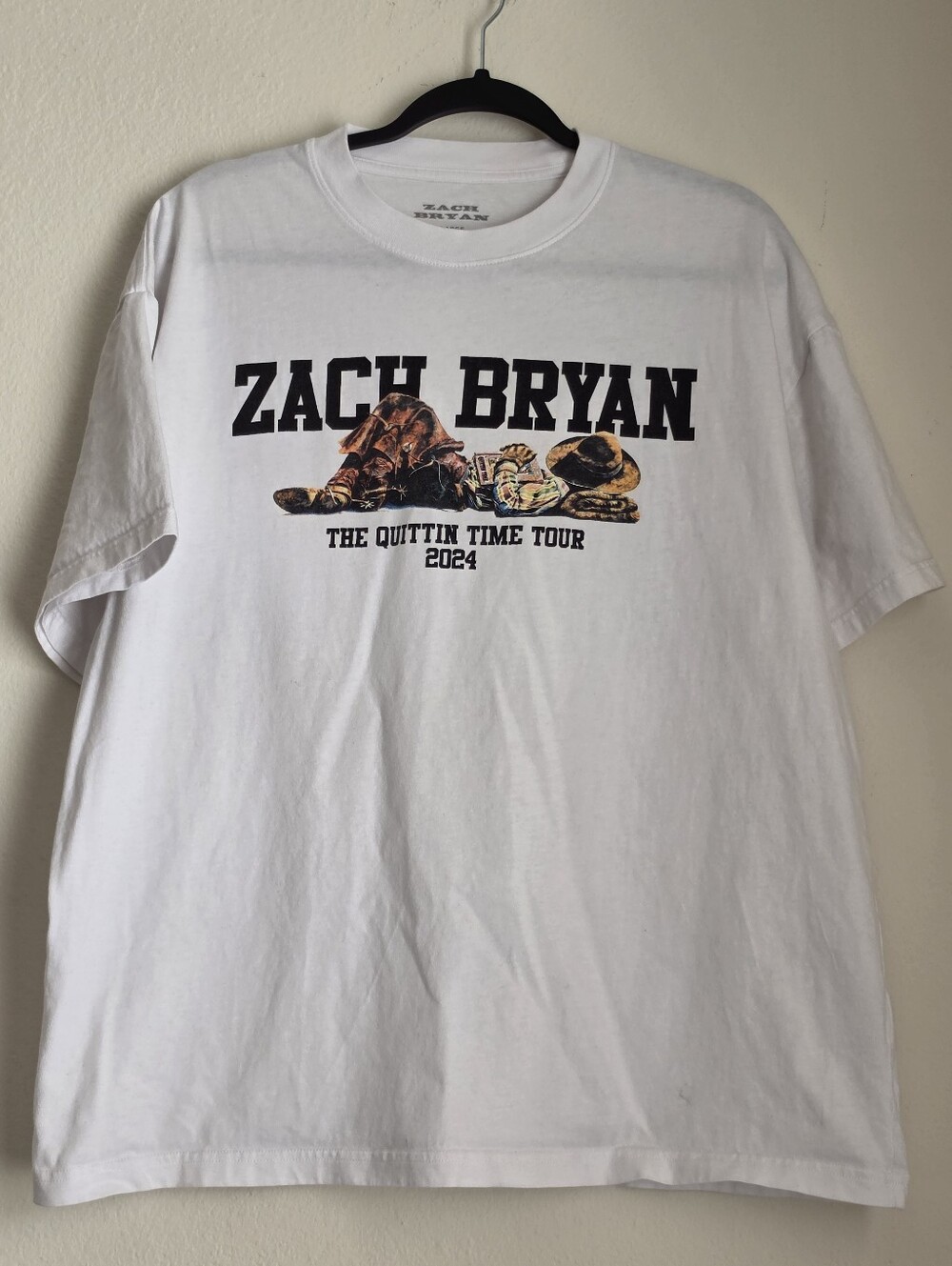 Zach Bryan 2024 Quittin Time Tour Official Tshirt Size Large White